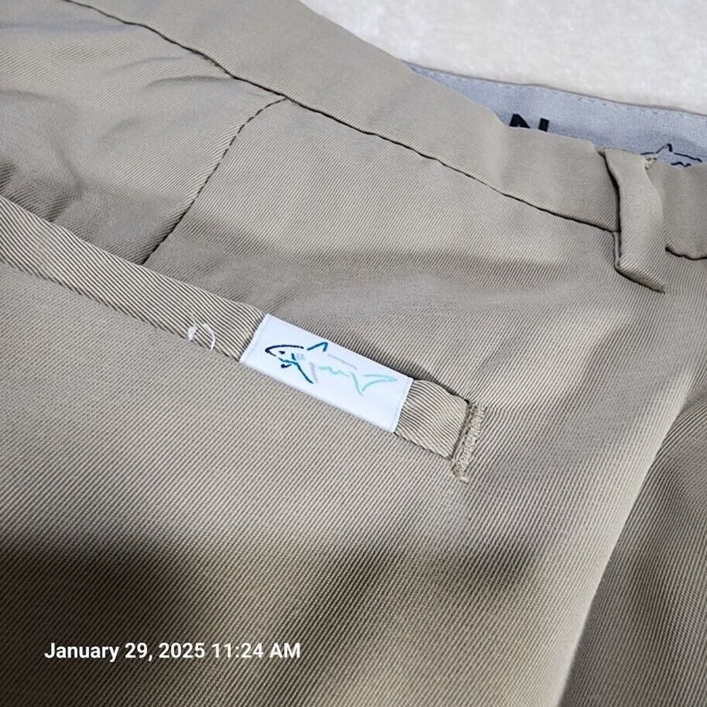 Attack Life Greg Norman Mens 34 30 Dusty Willow Tan Moisture Wicking Dress Pants - Picture 2 of 12